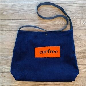 Handmade Navy Tote Bag with Orange Patch